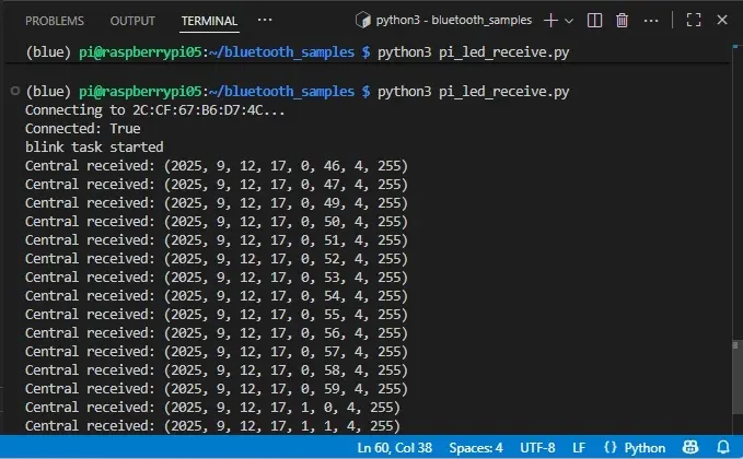 pi receive time from pico via ble