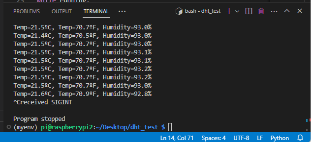 Raspberry Pi DHT datalogger keyboard interrupt