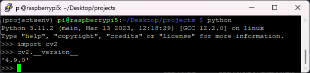 Install OpenCV on a Raspberry Pi (compatible with all RPi boards) 6 python3 import opencv2 test version pip