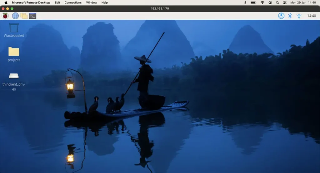 raspberry pi ip address rdp establish remote desktop connection Mac OS