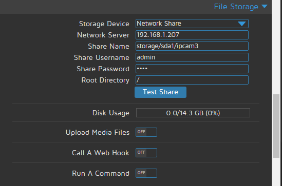 rpi zero storage motioneye