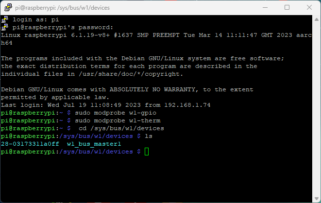 Raspberry Pi: Temperature Readings with DS18B20 Sensor (Python) 12 discover one-wire for ds18b20