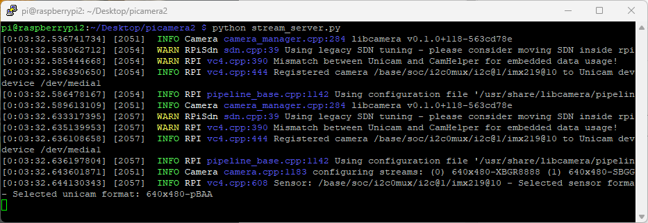 stream server picamera2 run python command