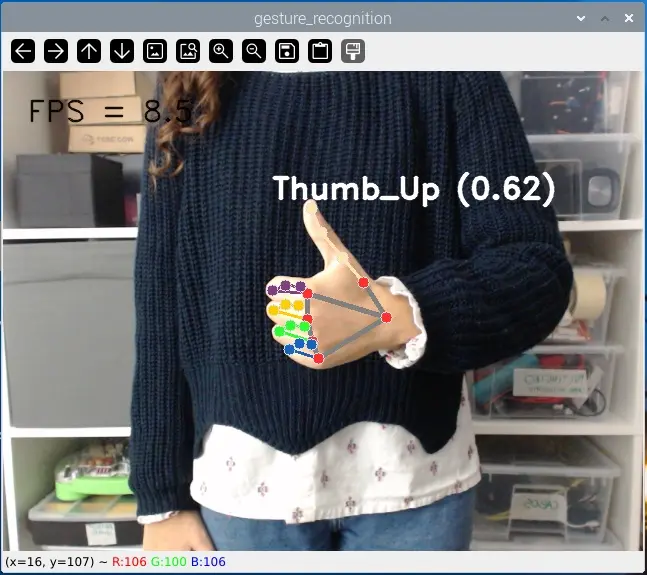 testing mediapipe thumbs up