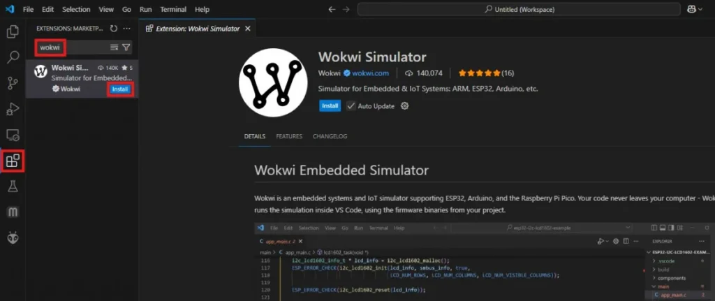 vs code wokwi install